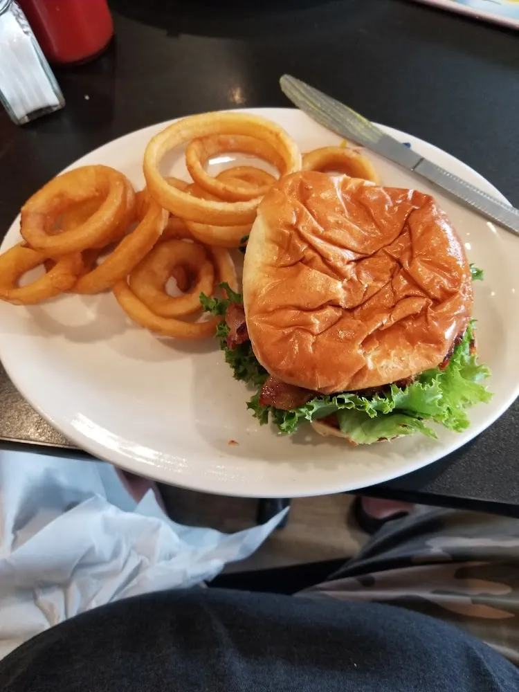 Bacon Cheese Burger and Rings